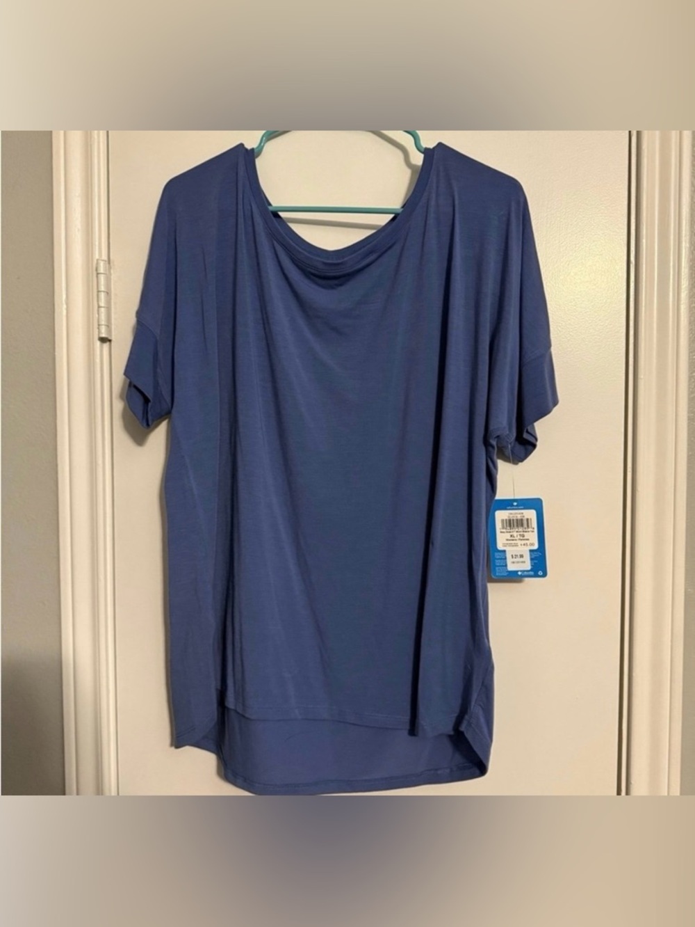 Relaxed Short Sleeve Women's Top in Denim Blue